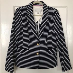 BR navy and white striped nautical blazer